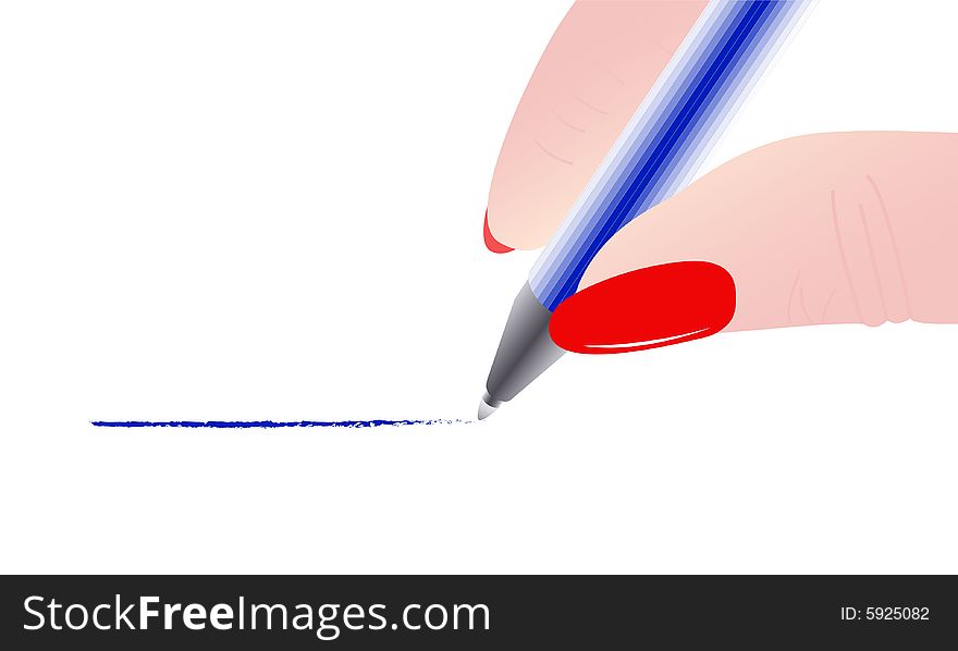 Hand draws line with pen. Vector illustration