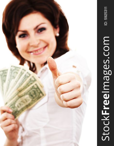 An image of businesswoman with money in hand