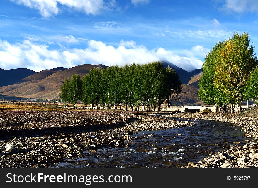 A small river in Daocheng,Sichuan. A small river in Daocheng,Sichuan