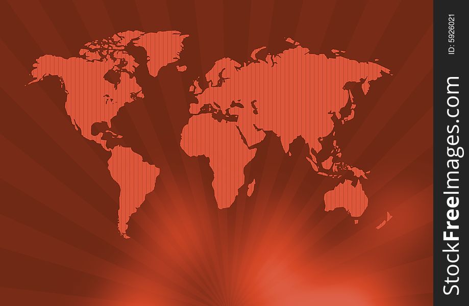 Ancient world map in reddish background