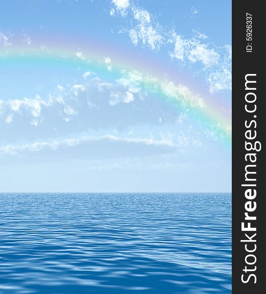 Beautiful rainbow over the sea