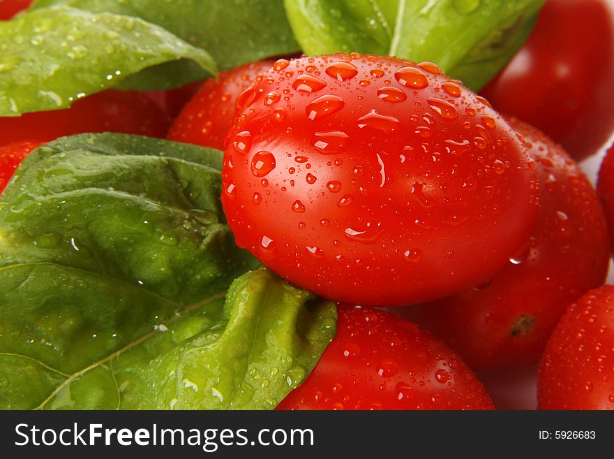 Fresh tomatoes with fresh basil