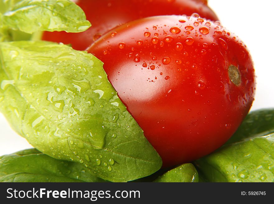 Fresh tomatoes with fresh basil