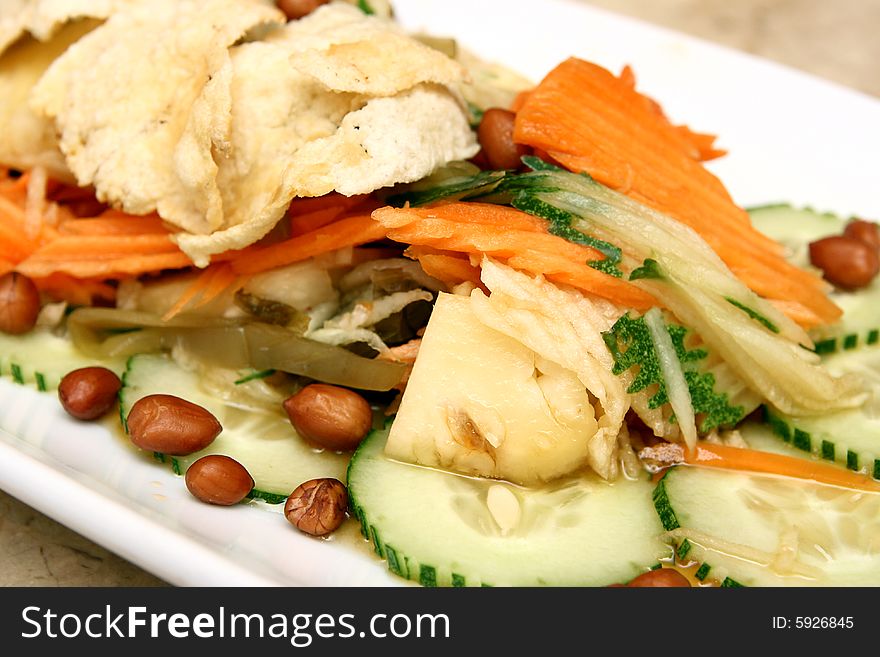 Close up shot of mixed salad in Indonesia.