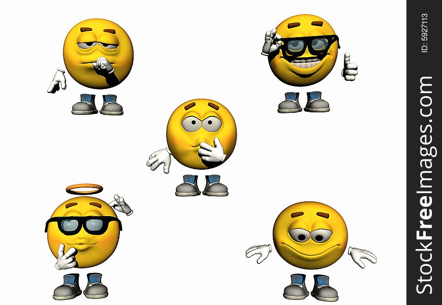A fourth collection of rendered 3d emoticons. A fourth collection of rendered 3d emoticons