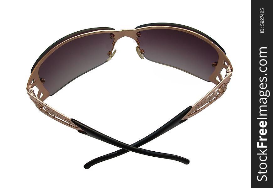 Sunglasses with notes on a white background