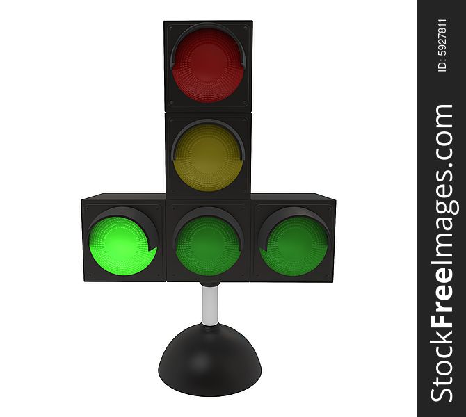 Green traffic light on white background (3d rendering). Green traffic light on white background (3d rendering)