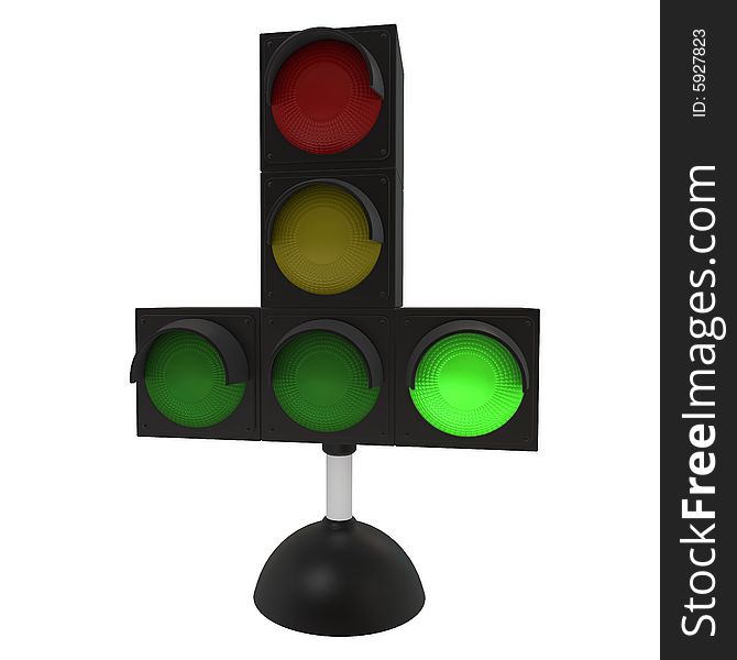 Green traffic light on white background (3d rendering). Green traffic light on white background (3d rendering)