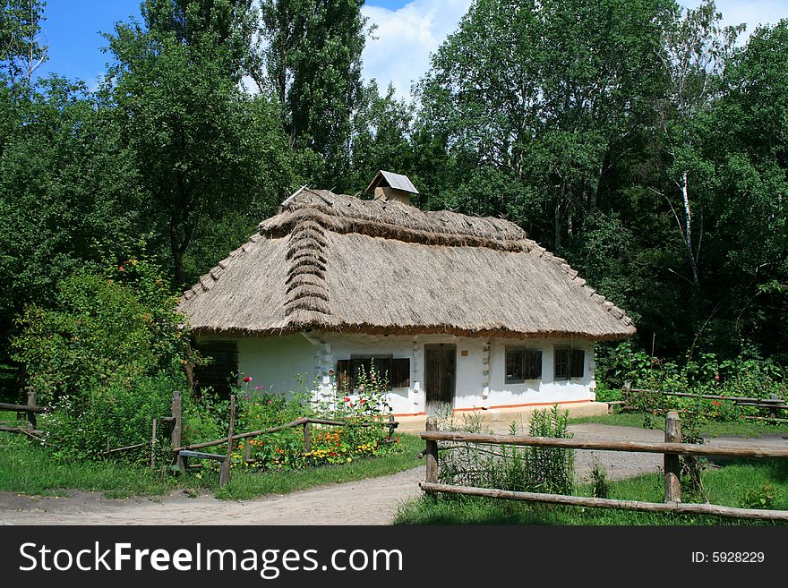 Rural ancient small house worth in a museum open-air. Rural ancient small house worth in a museum open-air