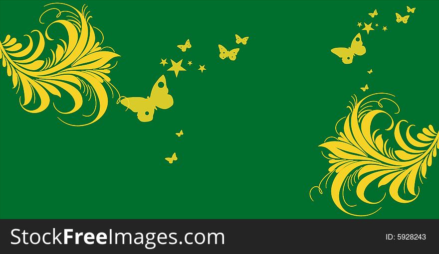 Few butterflies flying with green background