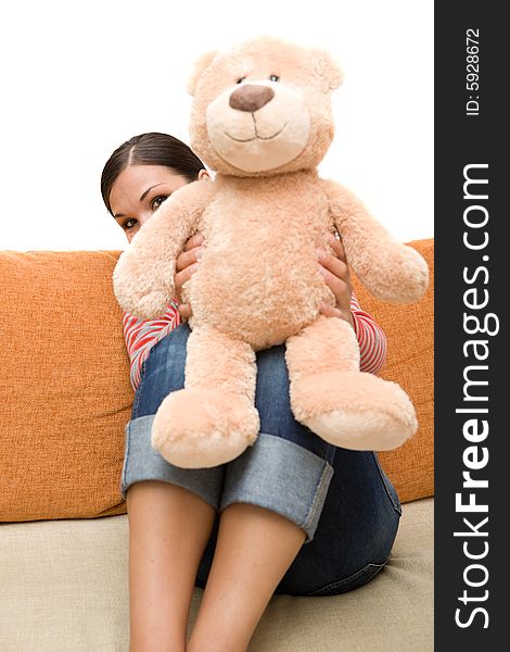 Woman with teddybear