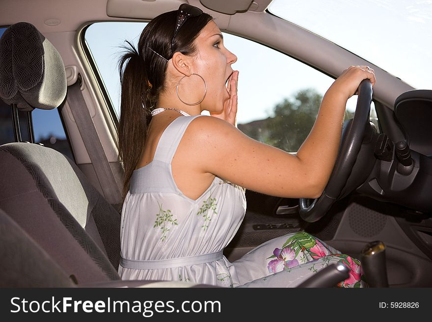 Woman in car