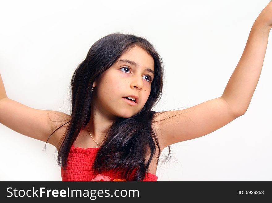 Young girl in red dress