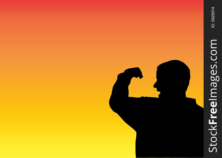 Silhouette of a man flexing his arm muscle