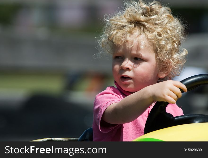 Boy having fun in car