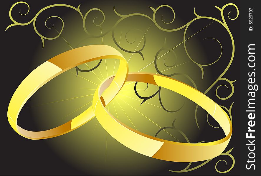 Wedding Illustration, two rings with decorations
