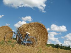 Classic Retro Bike With Hay Bales Stock Images Classic Retro Bike With Hay Bales Stock Images