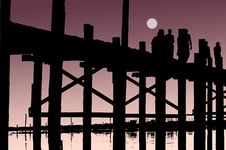 Myanmar, U Bein Bridge; Vector Stock Images Myanmar, U Bein Bridge; Vector Stock Images