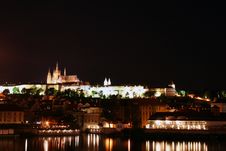 Beautiful Night View At Prague Stock Photo