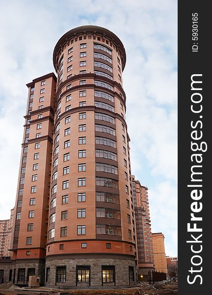 Modern cylindrical building in the center of Moscow, Russia