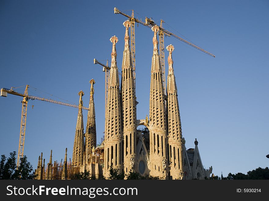 Church under construction, Antonio Gaudi, Barcelona, Spain. Church under construction, Antonio Gaudi, Barcelona, Spain