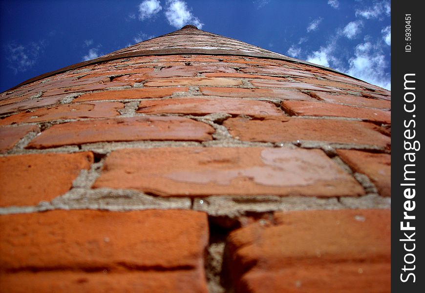 Old,  tall, factory brick tower