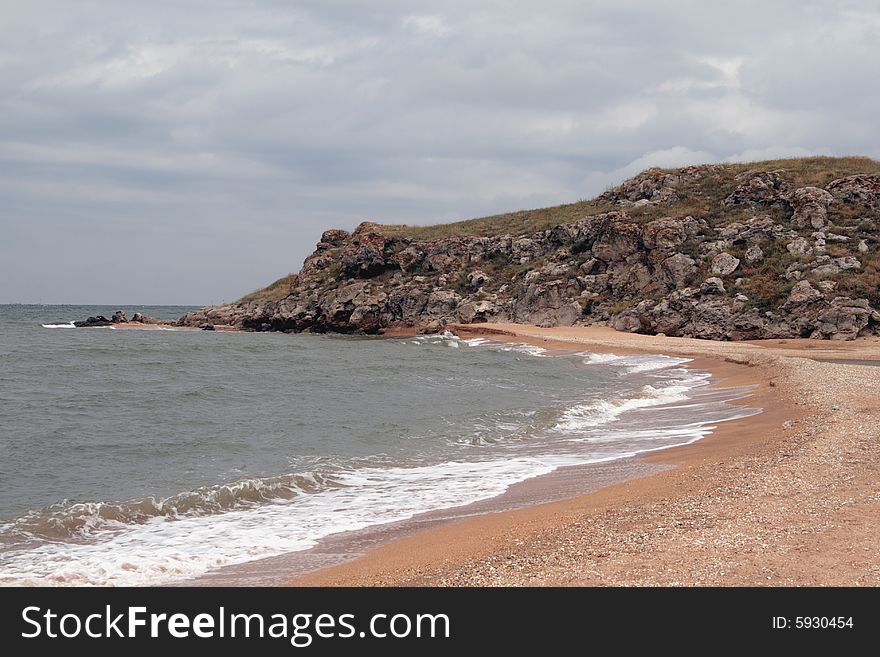 Rocky coast by the Azov sea