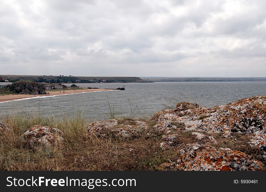 Settlement on a coast of sea of Azov