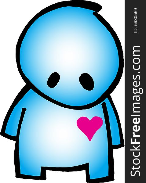 Isolated blue figure with heart. vector image