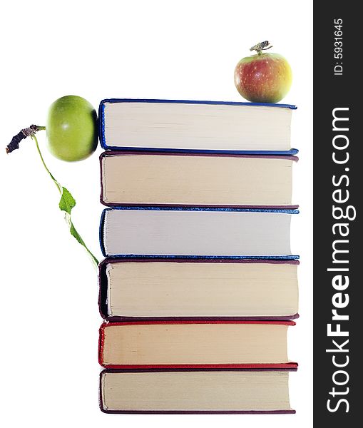 Apples on stack of books
