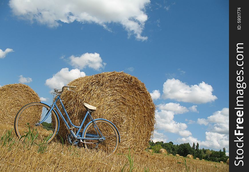 Classic Retro Bike With Hay Bales