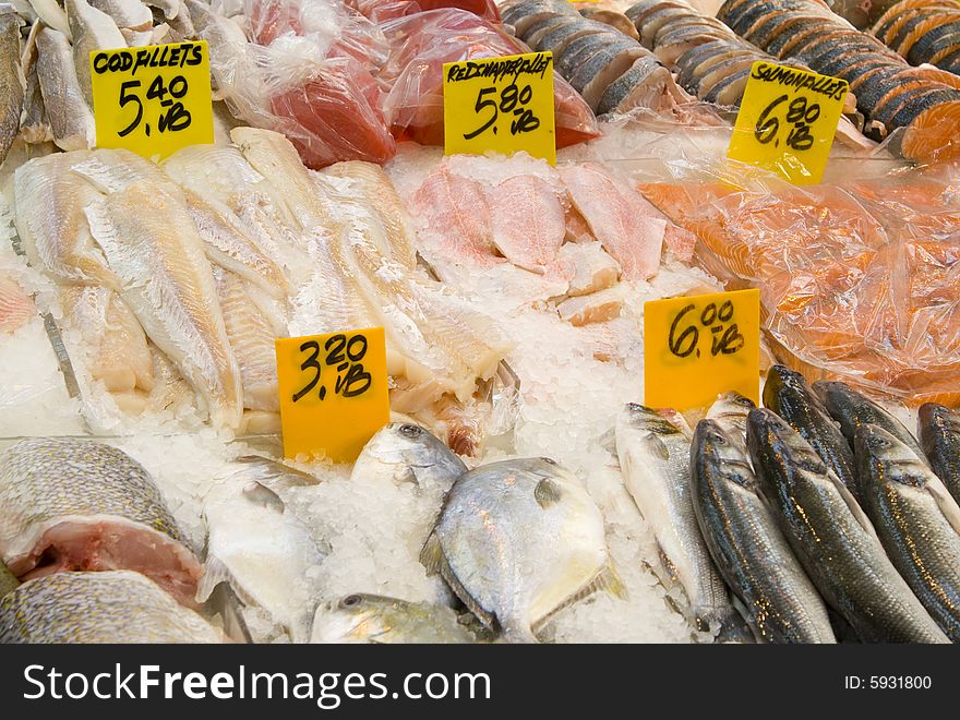 Fresh fish for sale in a market