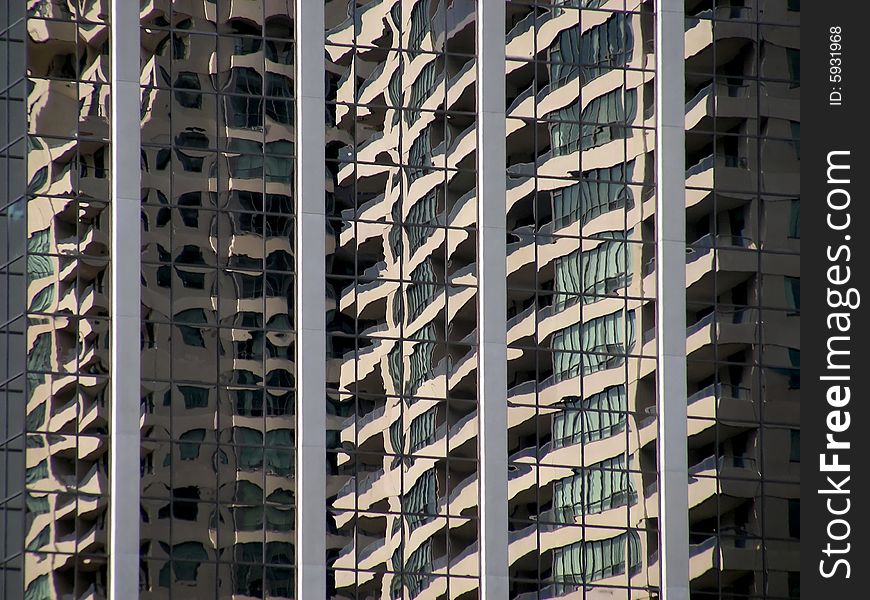 Building reflections looking very wavy, Toronto, Ontario, Canada. Building reflections looking very wavy, Toronto, Ontario, Canada.