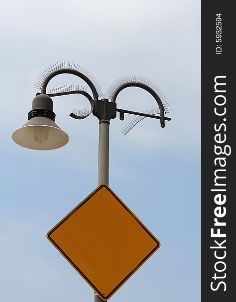 Blank street sign attached to a cool looking light post. Sign is incomplete so that you can put your own writing on the sign!. Blank street sign attached to a cool looking light post. Sign is incomplete so that you can put your own writing on the sign!