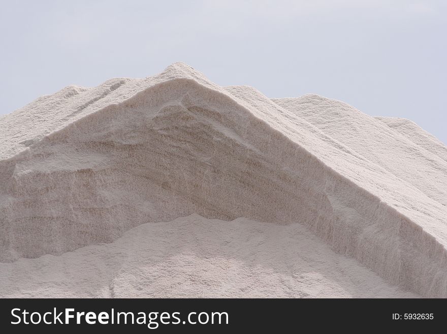 A hill of sea salt harvested from the San Diego Bay. A hill of sea salt harvested from the San Diego Bay