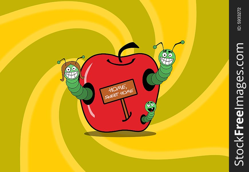 Worm Family At Apple