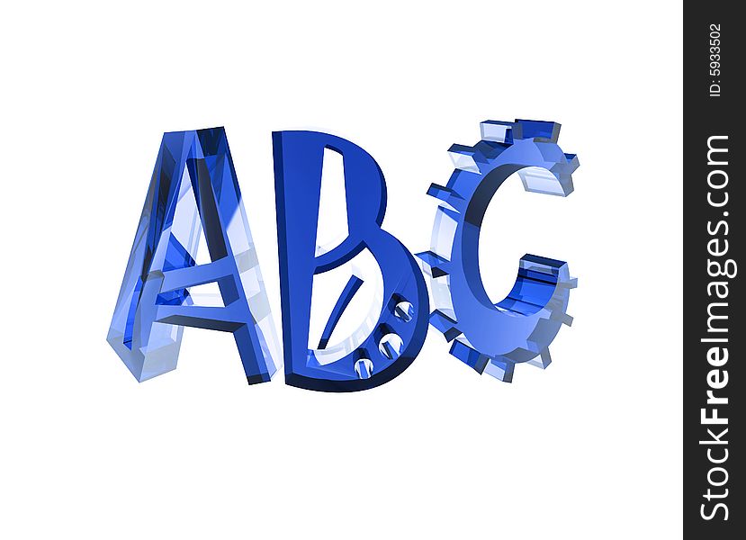 Blue Glass ABC Isolated