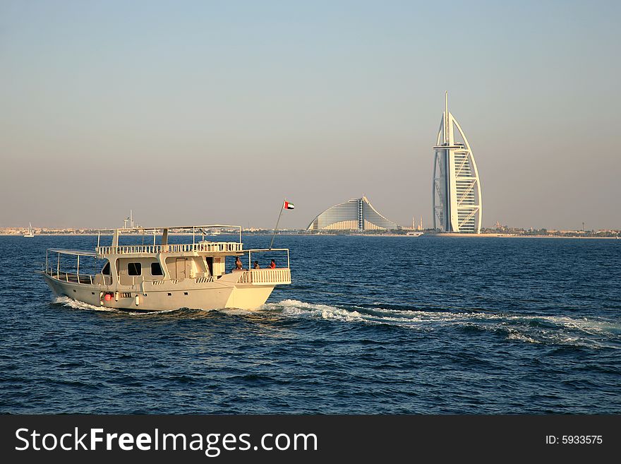 Arabian Wooden Boat Voyage in Sunset Glow