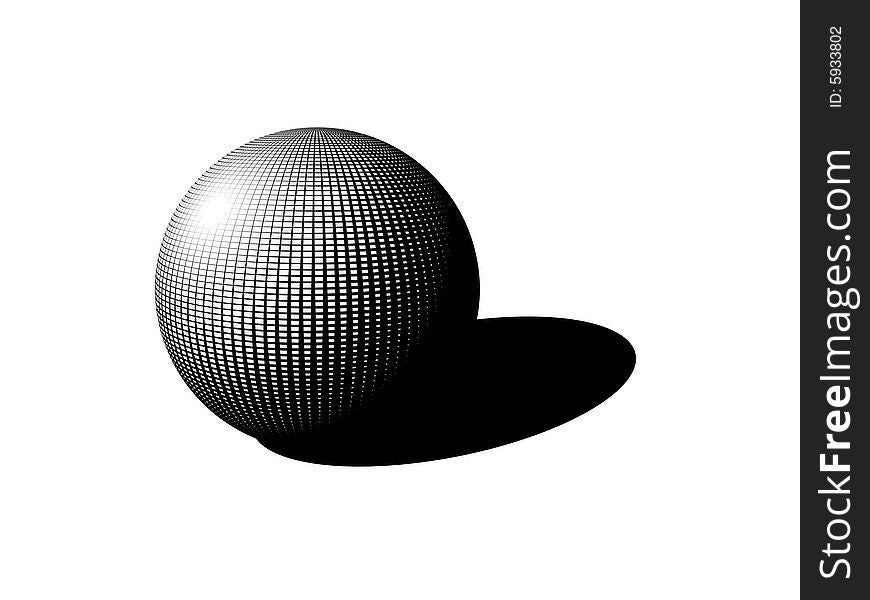 White-black gravure sphere with shadow