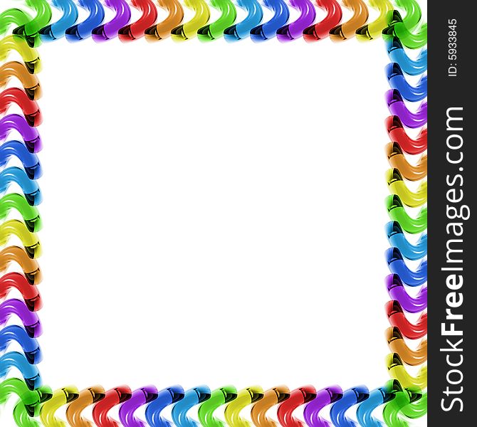 Rainbow glass frame on the white