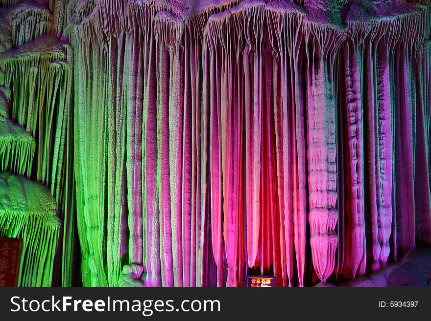 YinZiYan Cave, Guilin, China. A huge wide stone screen formed by nature through millions of years. YinZiYan Cave, Guilin, China. A huge wide stone screen formed by nature through millions of years.