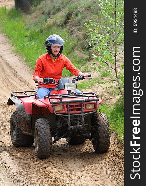 Activ young girl in quad