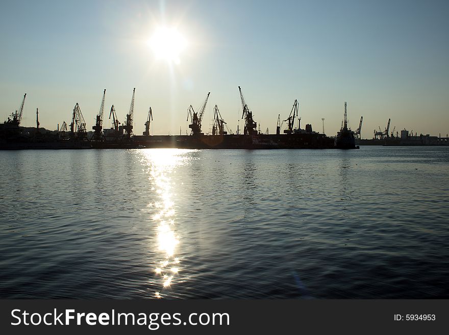 Cranes for heavy transport in the harbour of Odessa, Ukraine. Cranes for heavy transport in the harbour of Odessa, Ukraine