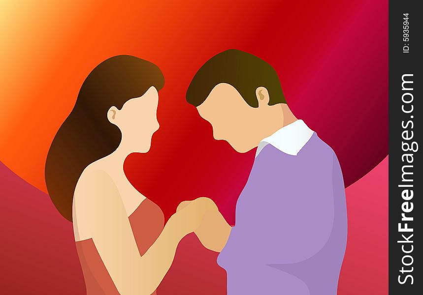 Vector illustration of a man proposing to his girlfriend. Vector illustration of a man proposing to his girlfriend