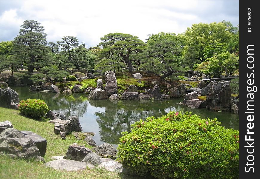 Glimpse of pond in a beautiful park Japanese