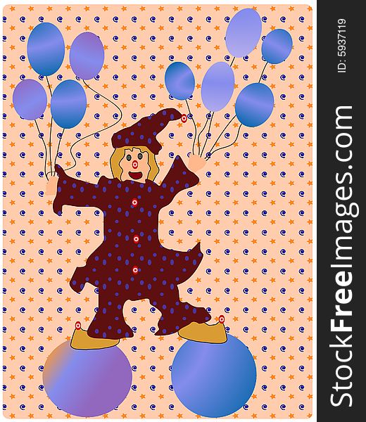 Clown and balloon for children celebration