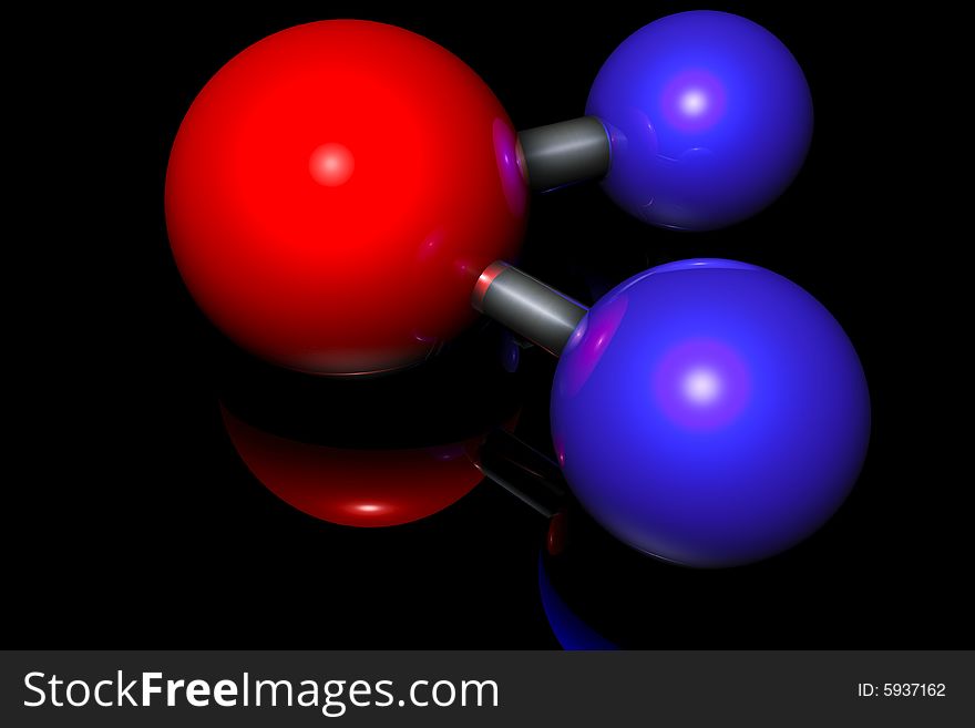 A nice water molecule on black background