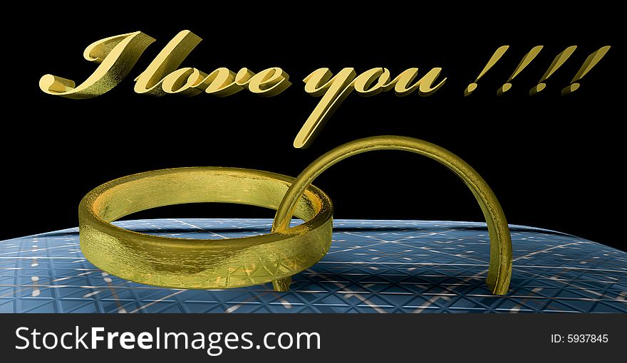 3D illustration of some wedding rings. 3D illustration of some wedding rings