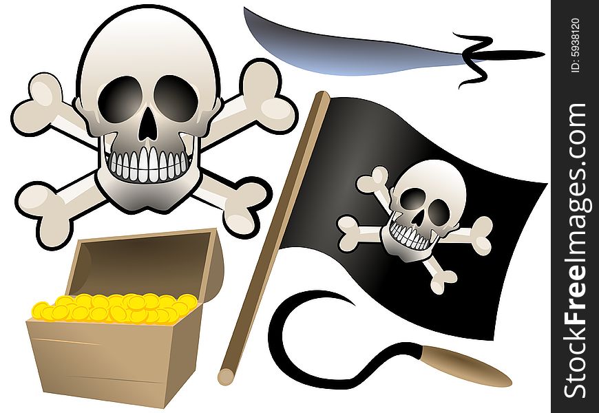 Vector illustration of piracy set