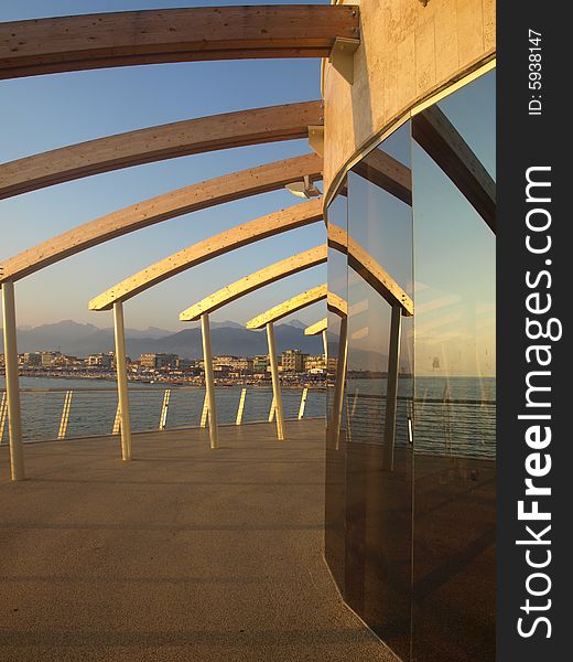 A wonderful shot of a dock in Lido di Camaiore  Italy. A wonderful shot of a dock in Lido di Camaiore  Italy